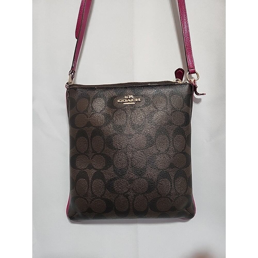 Coach Logo Brown Pink Crossbody W/Adjustable Pink Strapโ Strap Needs Repairs!!!